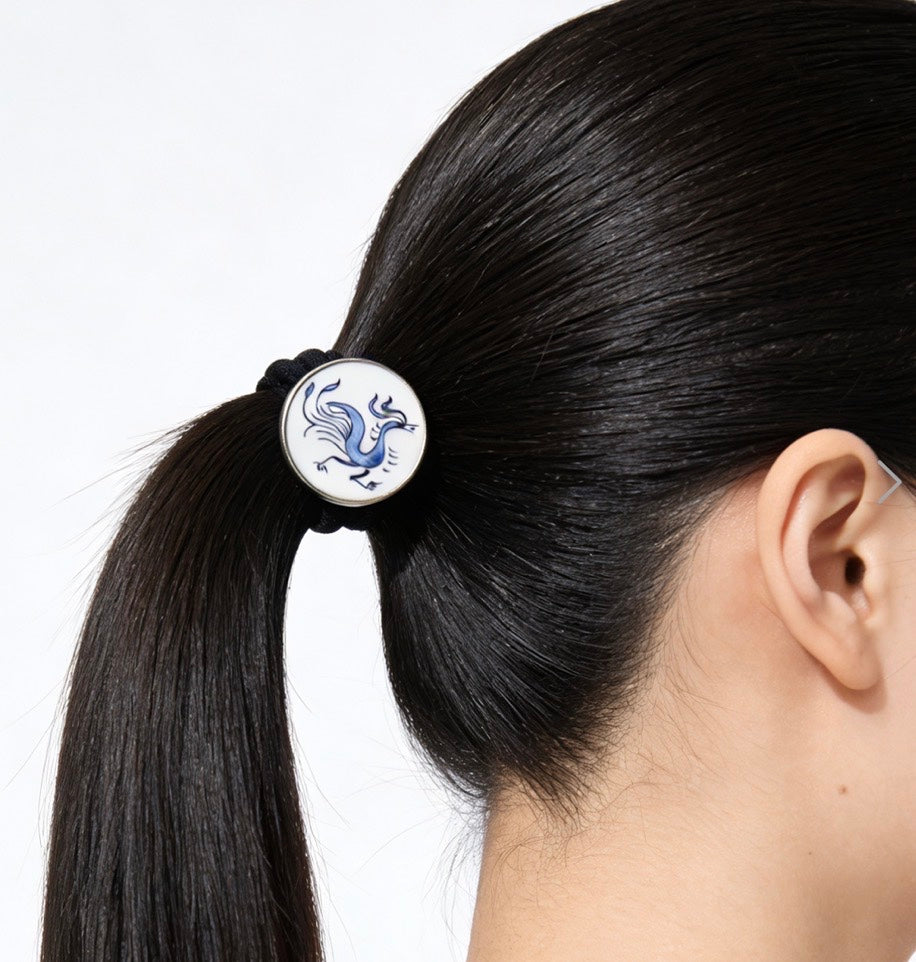 Porcelain hair brooch & ties