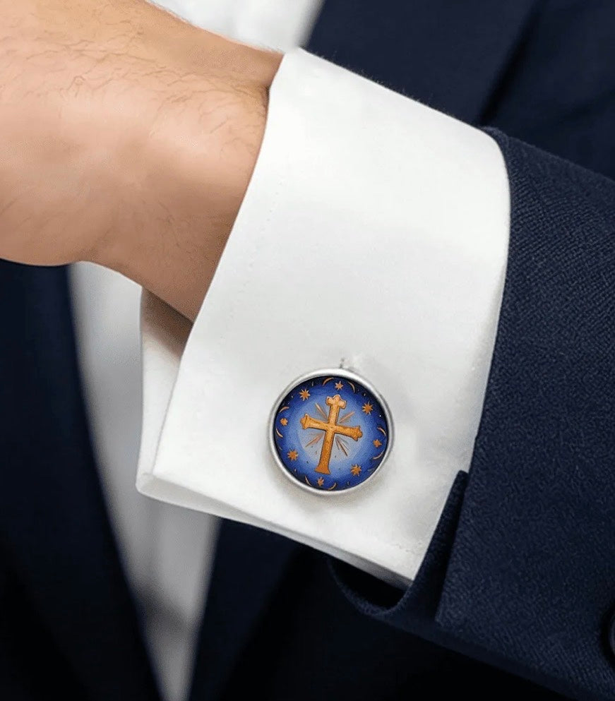 Porcelain Cufflinks (Cross) or "Personalise"